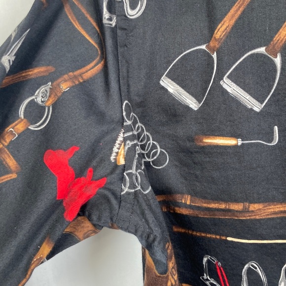 Lauren Ralph Lauren Women's Black Equestrian Horse Print Button-Down Shirt - Picture 14 of 15